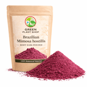 Heap of finely ground Mexican Mimosa hostilis inner root bark powder shown as botanical reference material