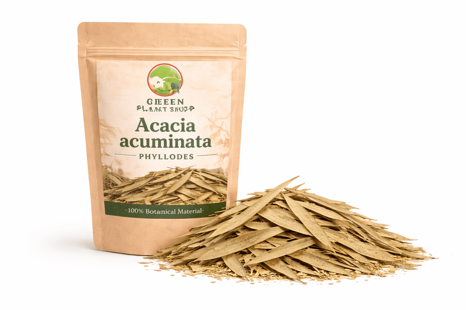 Whole Acacia acuminata phyllodes arranged as botanical reference material